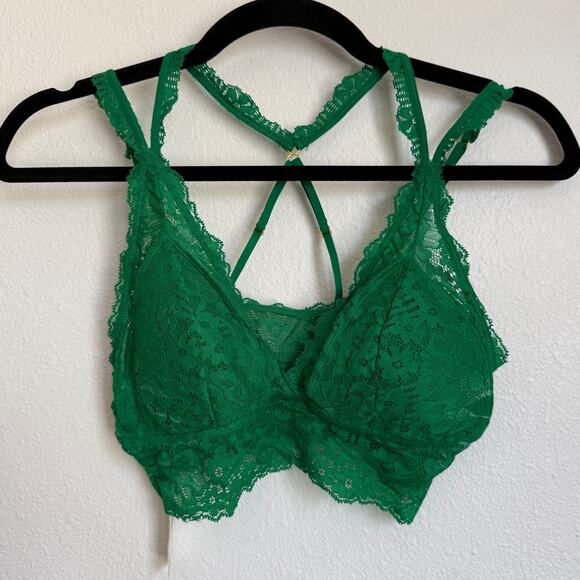 NWT AERIE Padded Lace Strappy Bra in Alpine Green - Picture 1 of 6